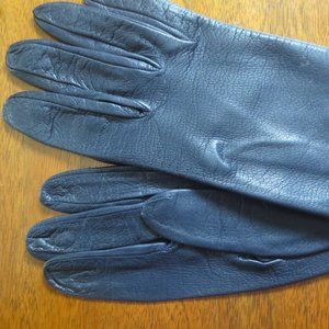 vintage short black leather gloves